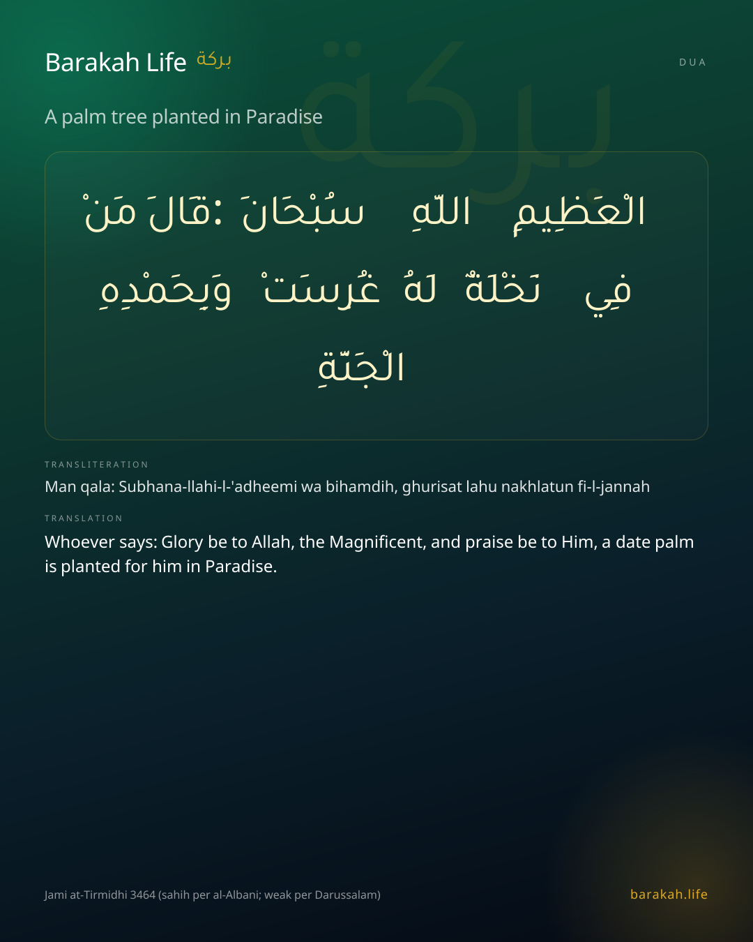 A palm tree planted in Paradise: Arabic, transliteration, and translation