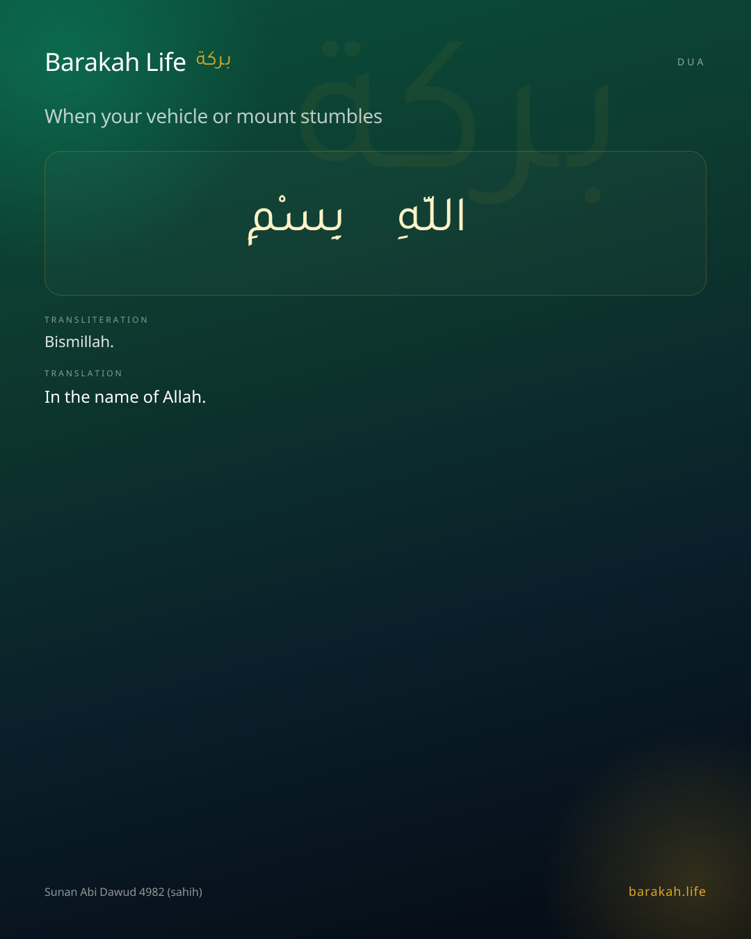 When your vehicle or mount stumbles: Arabic, transliteration, and translation