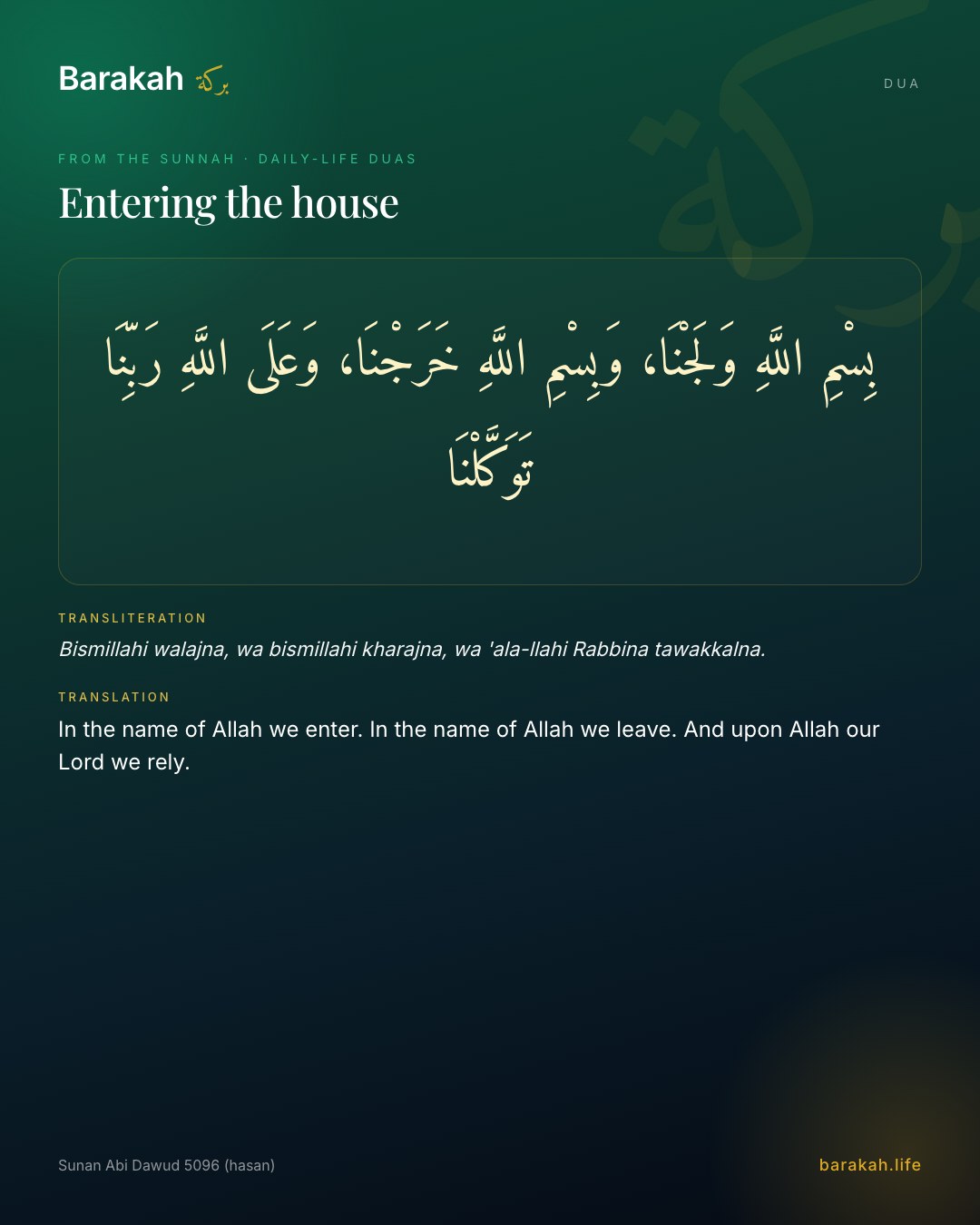 Entering the house — Arabic, transliteration and translation