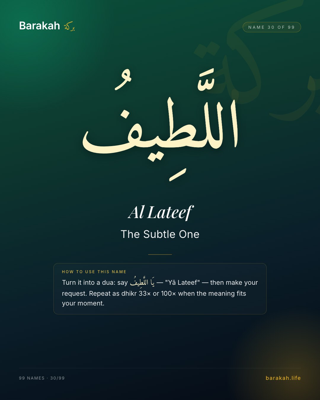 Al Lateef — Name 30 of 99. The Subtle One