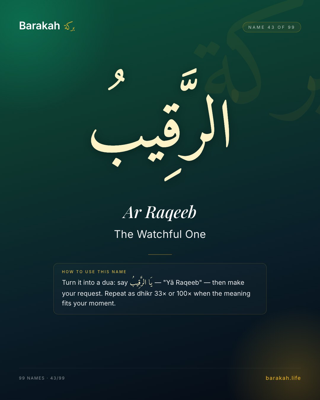 Ar Raqeeb — Name 43 of 99. The Watchful One